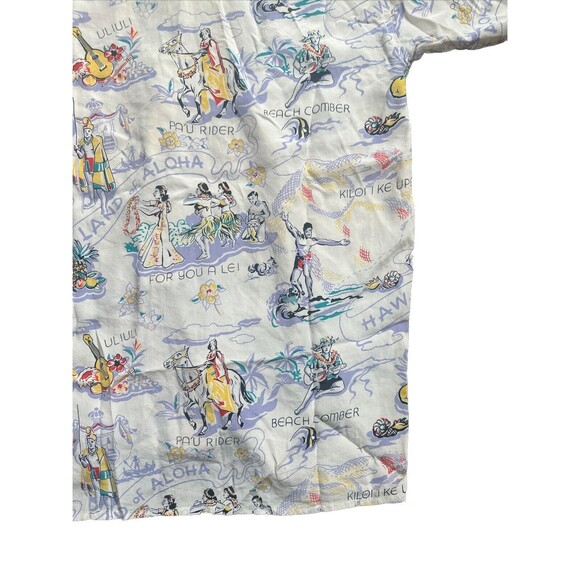 VTG Avanti Silk Hawaiian Shirt kiloi i ke upena Pa’u Rider uliuli Beach Comber S - Picture 11 of 13